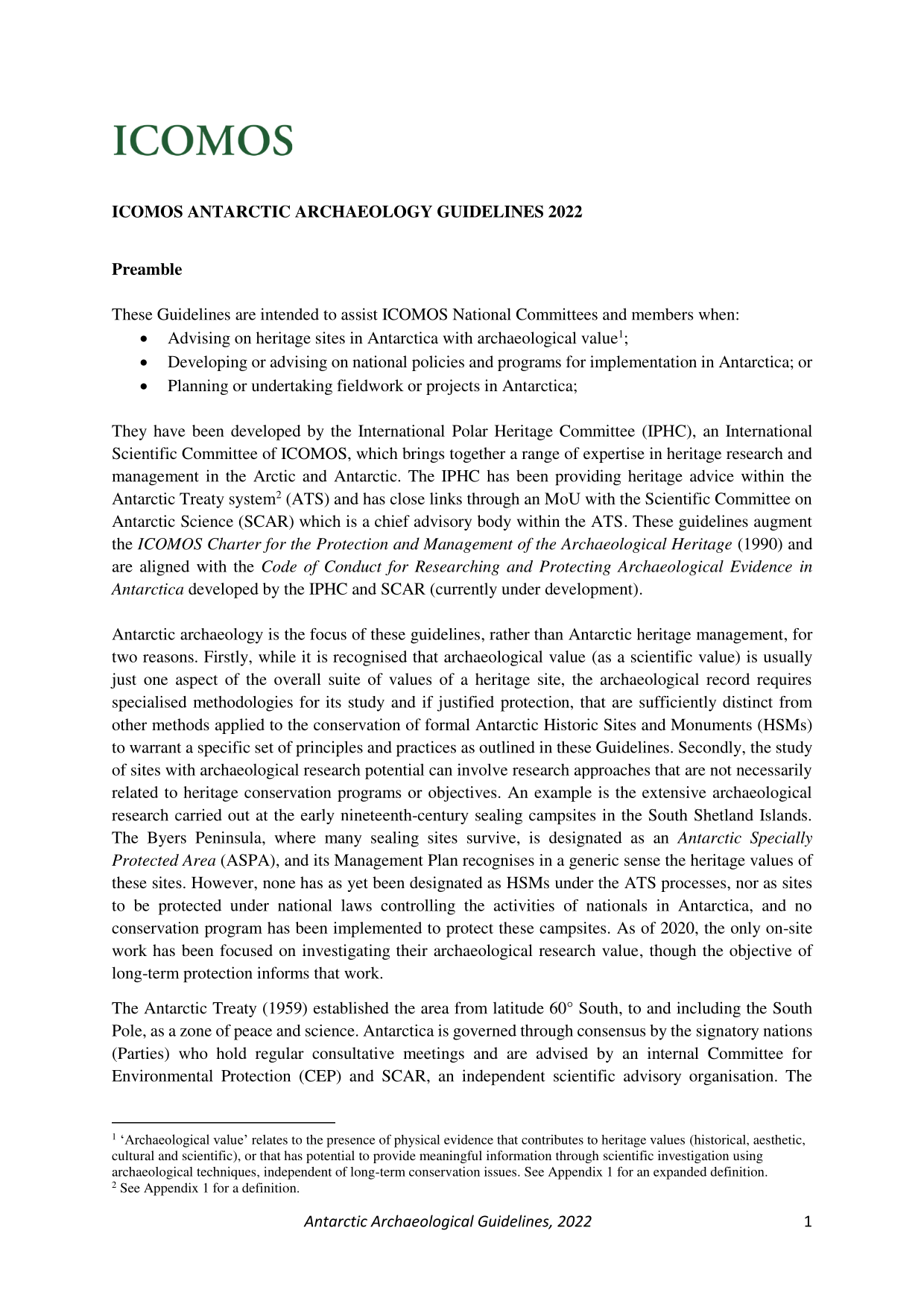 ICOMOS Antarctic Archaeology Guidelines